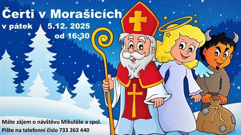 Nabídka pochůzky Mikuláše a čertů v Morašicích 5.12.2025