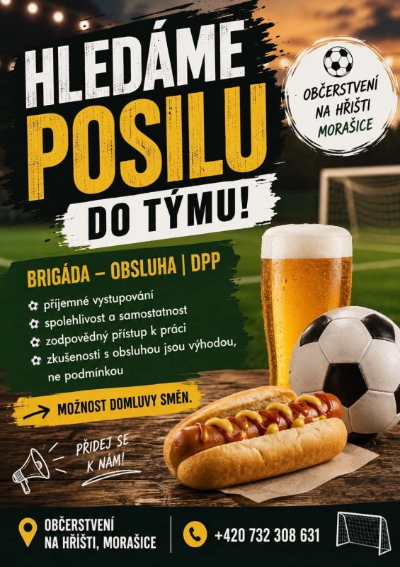 Nabídka brigády v občerstvení na hřišti v Morašicích