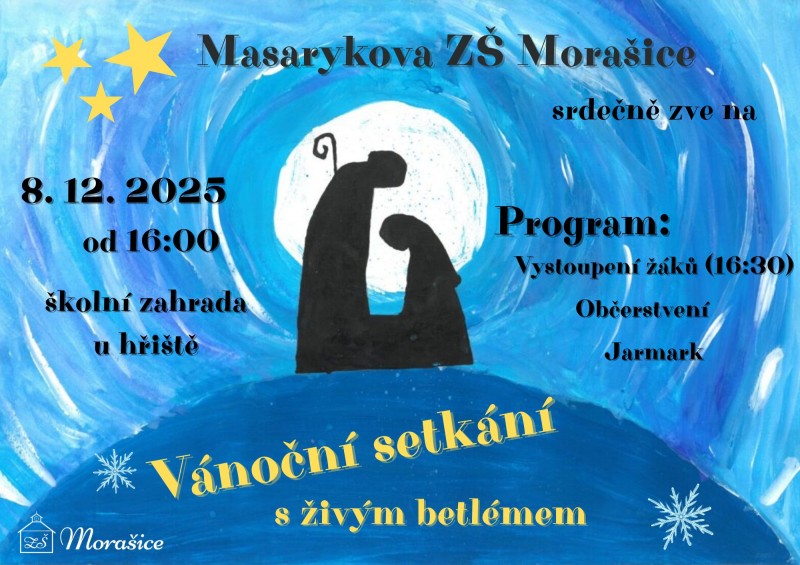 Vánoční setkání s živým betléme 8.12. od 16, hodin školní zahrada u hřiště 