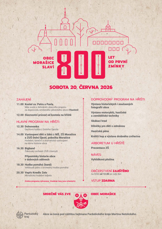 Obec Morašice slaví 800 let od první zmínky
