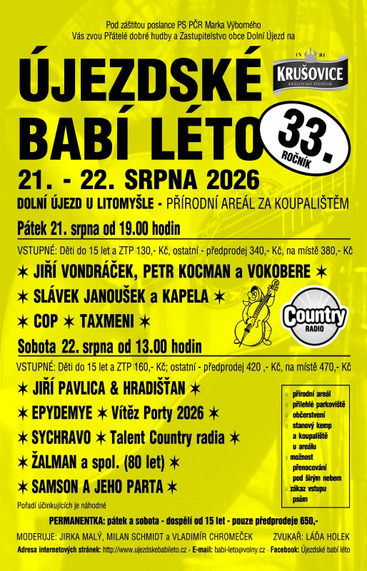 Pozvánka na ÚJEZDSKÉ BABÍ LÉTO 2026