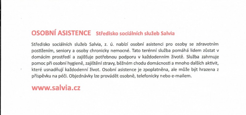 Nabídka osobní asistence Salvia