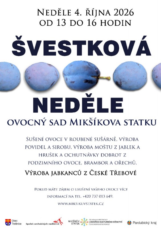 Pozvánka na švestkovou neděli 4.10. ovocný sad Mikšíkova statku